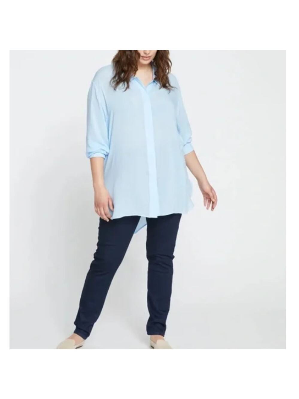 Anthropologie UNIVERSAL STANDARD Women's Blue Toni Hi Low Tunic Size 4XS SMALL
